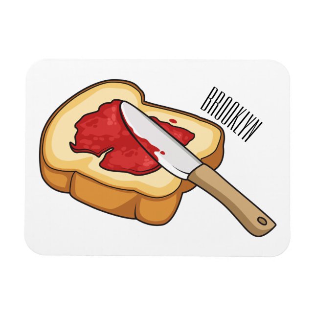 Bread & jam cartoon illustration  magnet (Horizontal)