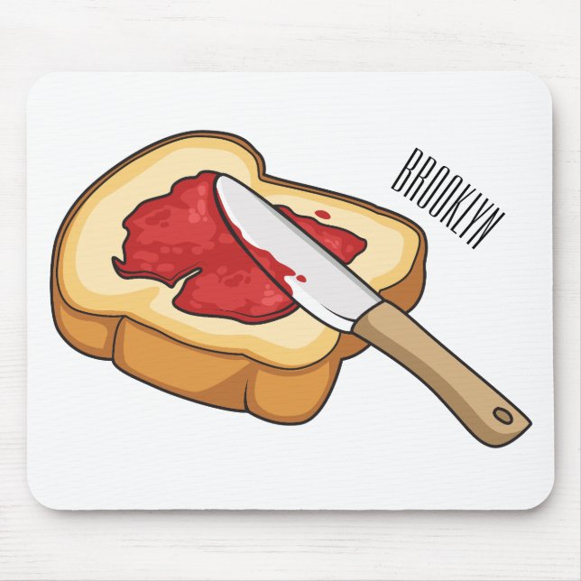 Bread & jam cartoon illustration mouse pad (Front)