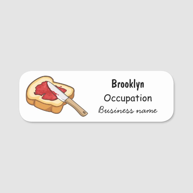 Bread & jam cartoon illustration name tag (Front)