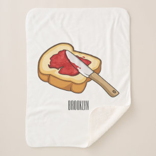Bread & jam cartoon illustration sherpa blanket