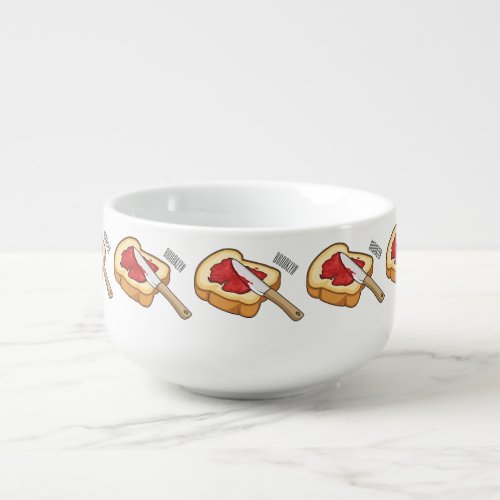 Bread  jam cartoon illustration  soup mug