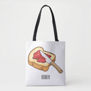 Bread & jam cartoon illustration tote bag