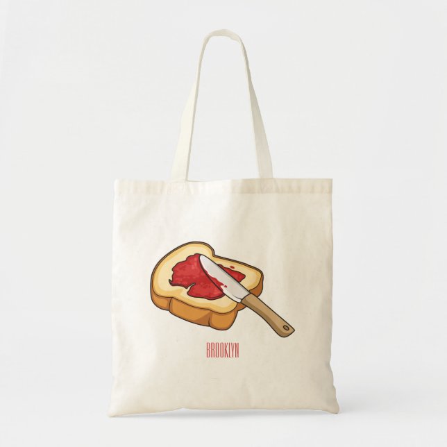 Bread & jam cartoon illustration  tote bag (Front)