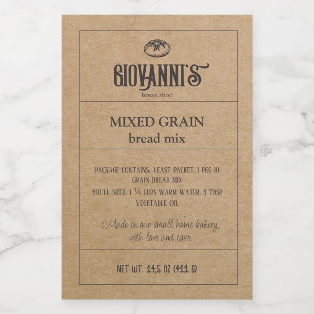 Bread Label Brown Kraft Paper Bakery (Single Label)