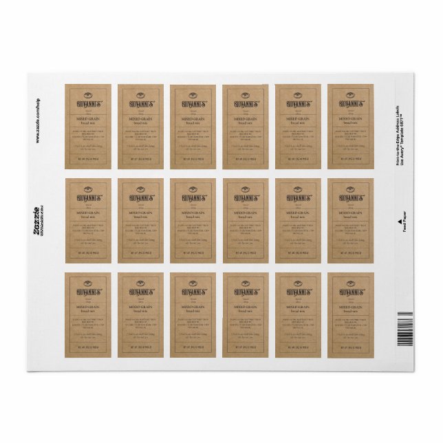 Bread Label Brown Kraft Paper Bakery (Full Sheet)