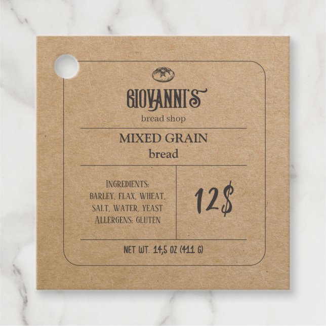 Bread Label Brown Kraft Paper Bakery (Front)