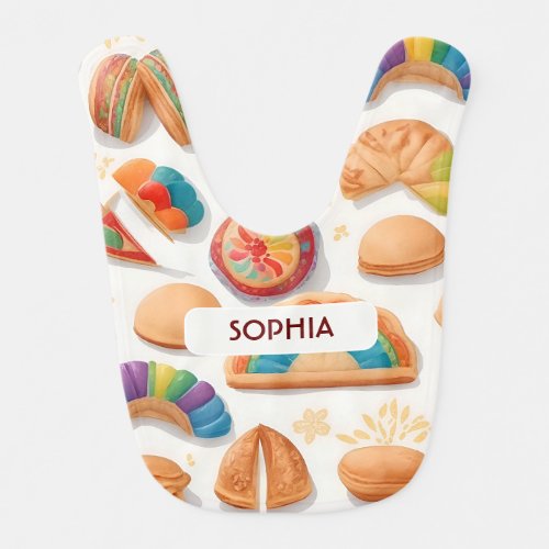 Bread loaf Retro Colorful Personalized Pattern Baby Bib