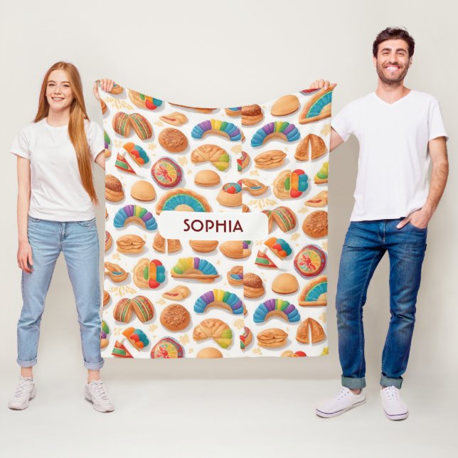 Bread loaf Retro Colorful Personalized Pattern Fleece Blanket (In Situ)