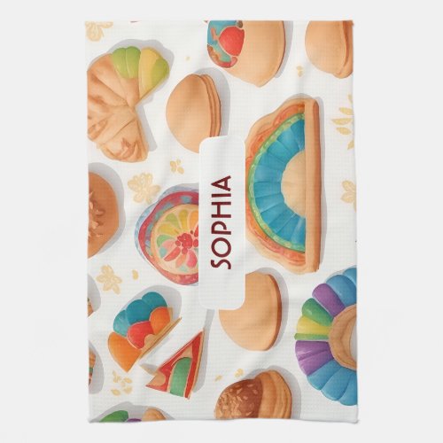 Bread loaf Retro Colorful Personalized Pattern Kitchen Towel