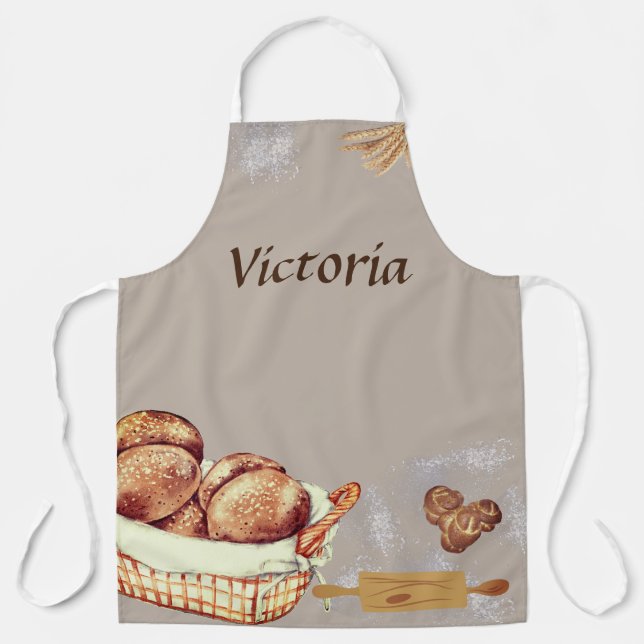 Bread Making Large All Over Print Apron  (Front)