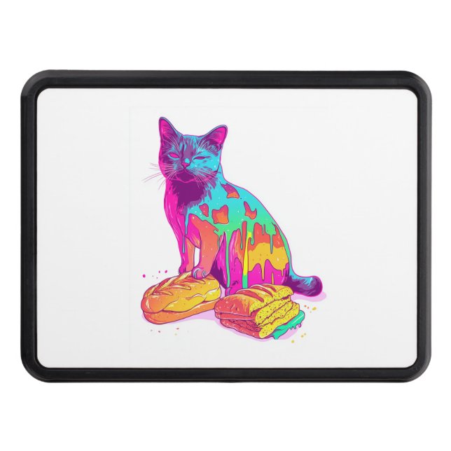 Bread Meowphosis � Glitchy Funny Cat Meme Hitch Cover (Front)