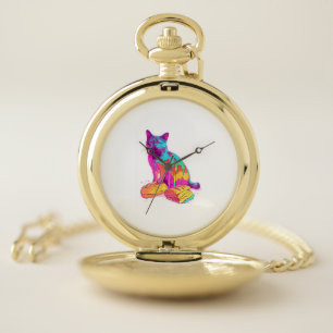 Bread Meowphosis – Glitchy Funny Cat Meme Pocket Watch