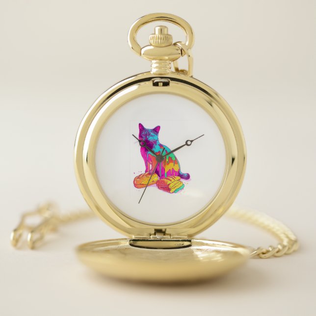 Bread Meowphosis – Glitchy Funny Cat Meme Pocket Watch (Inside)