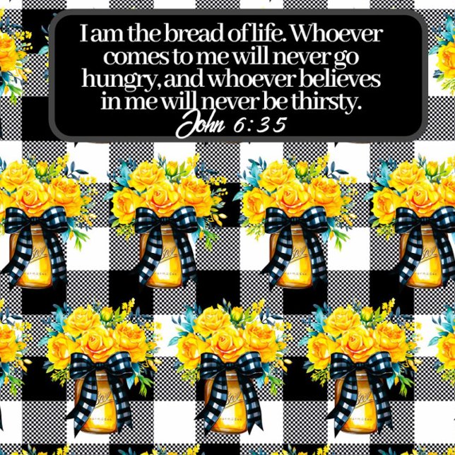 Bread Of Life Bible Verse, Yellow Rose Black Plaid Placemat (Creator Uploaded)
