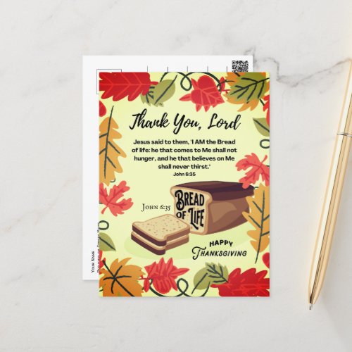 BREAD OF LIFE Happy Thanksgiving Holiday Postcard