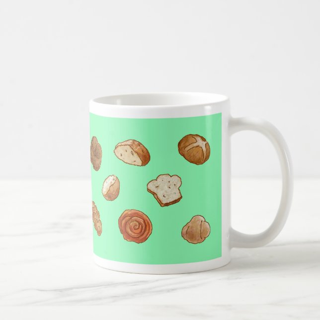 Bread & pastry pattern mug - green (Right)