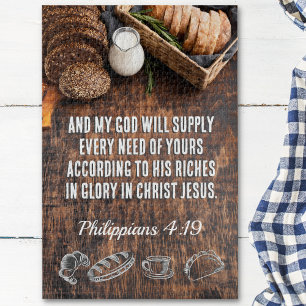 Bread Philippians 4:19 Bible Verse 20 x 30 Jigsaw Puzzle