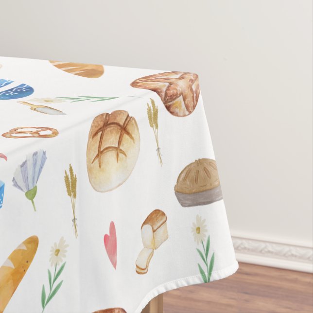 Bread | Pies | Bakery Watercolor Pattern Tablecloth (In Situ)