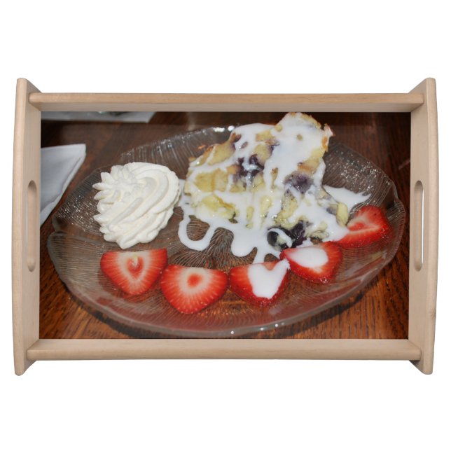 Bread Pudding Strawberries Dessert Serving Tray (Front)