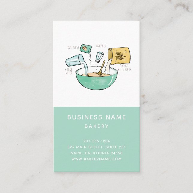 Bread Recipe Bakery Business Illustration Business Card (Front)