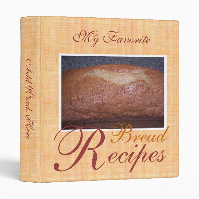 Bread Recipe Cookbook 3 Ring Binder (Front/Spine)