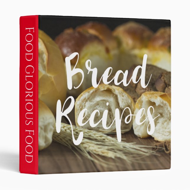 Bread Recipes Cookbook 3 Ring Binder (Front/Spine)
