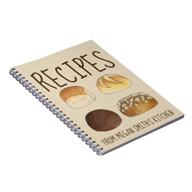 Bread Rolls Recipes Personalized Cooking Kitchen Notebook (Right Side)