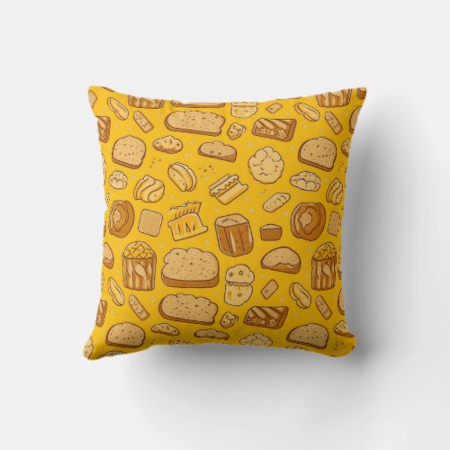 Bread Seamless Patterns Throw Pillow
