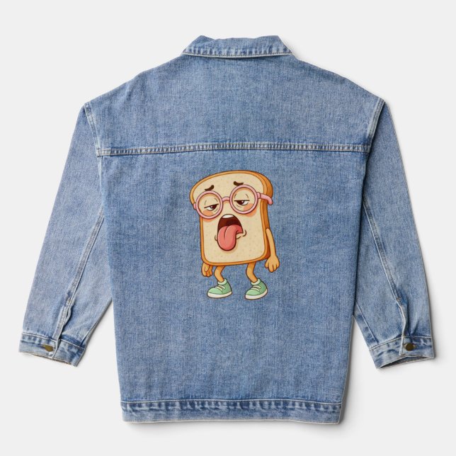 Bread Tony Tired Mood – Funny Bread T-Shirt Denim Jacket (Back)