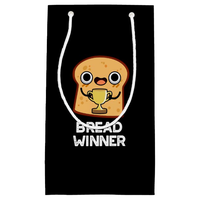Bread Winner Funny Food Pun Dark BG Small Gift Bag (Front)