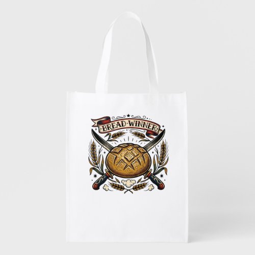 Bread Winner Sourdough Tattoo Flash Funny Baker  Grocery Bag