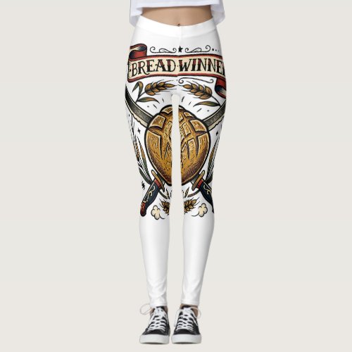 Bread Winner Sourdough Tattoo Flash Funny Baker  Leggings