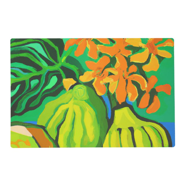 Breadfruit and Banana Tropical laminated placemat  (Front)