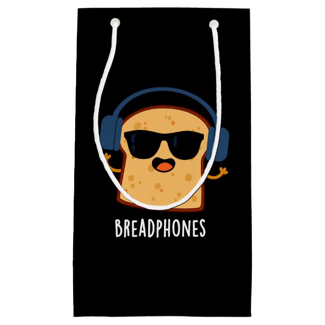 Breadphones Funny Bread Pun Dark BG Small Gift Bag (Front)