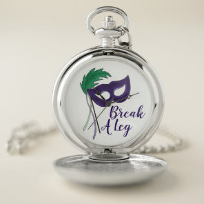 Break A Leg Drama Mask Opening Night Theatre Gift Pocket Watch