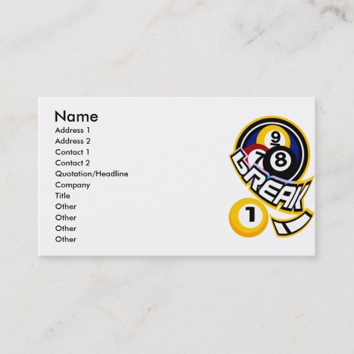 Customizable break! business card