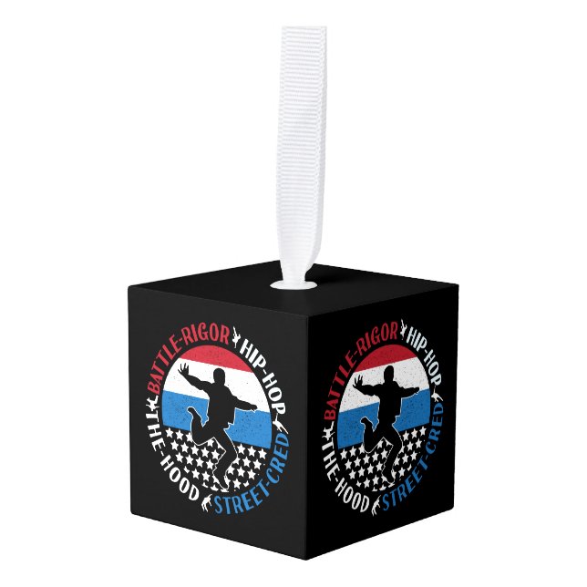Break Dance Breakdancing Hip-Hop Boy Cube Ornament (Front Angled)