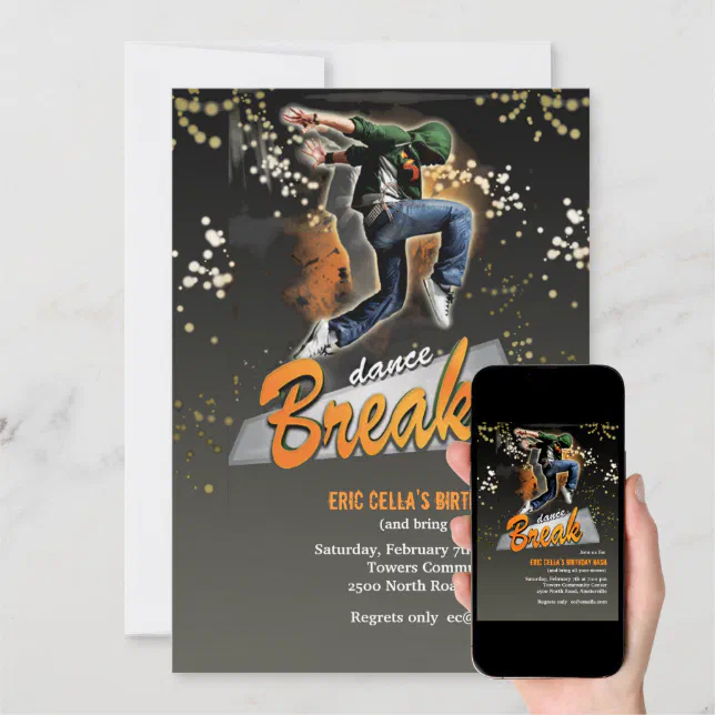 Break Dance Invitation | Zazzle