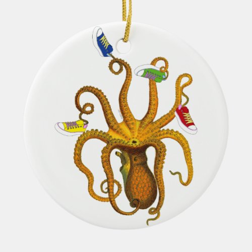 Break dancing Octopus Squid Art 80s Retro Male Ceramic Ornament