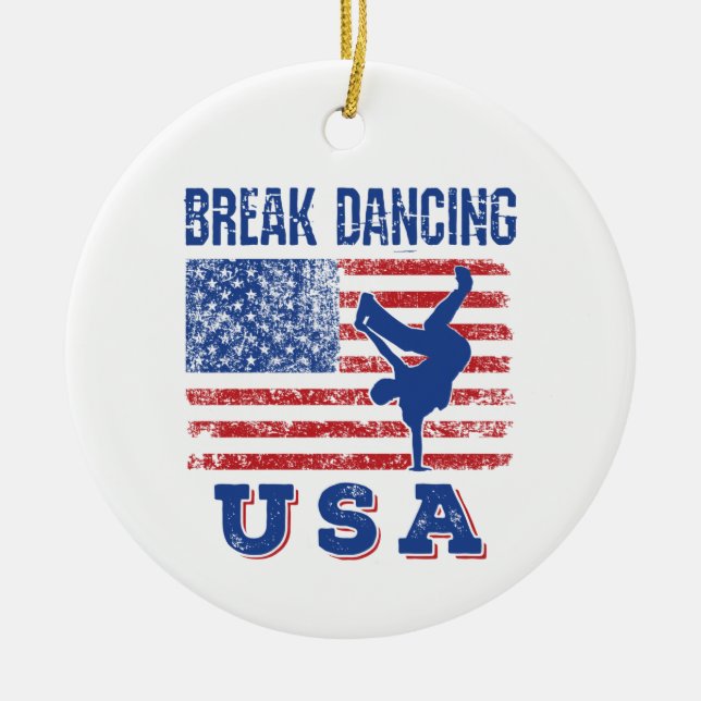 Break Dancing USA Ceramic Ornament (Front)