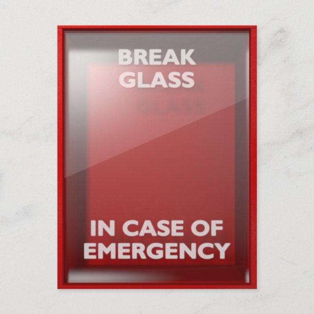 Break In Case Of Emergency Red Box Postcard (Front)