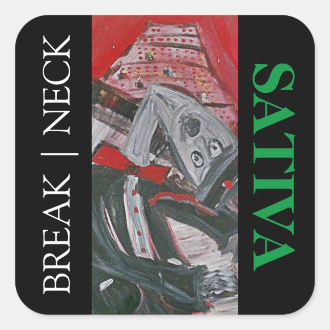 BREAK NECK SATIVA SQUARE STICKER (Front)