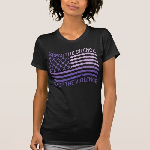 Break Silence Stop Violence Purple Ribbon American T_Shirt