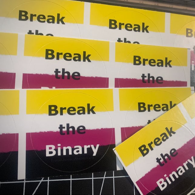 Break the Binary Square Sticker (Creator Uploaded)