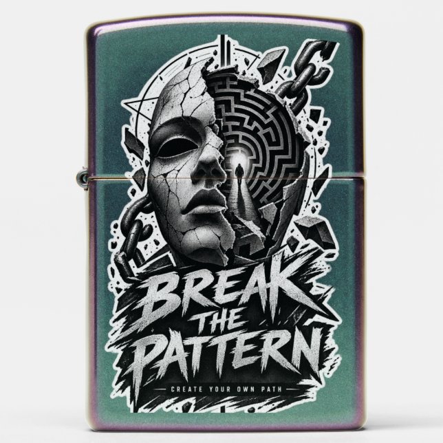 Break The Pattern Edgy Graphic Pocket Lighter | Da (Front)