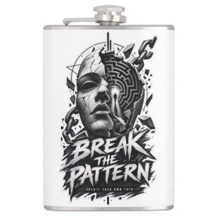 Break The Pattern Surreal Mask Graphic Stainless S Flask