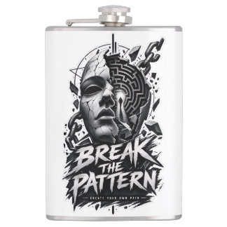 Break The Pattern Surreal Mask Graphic Stainless S Flask
