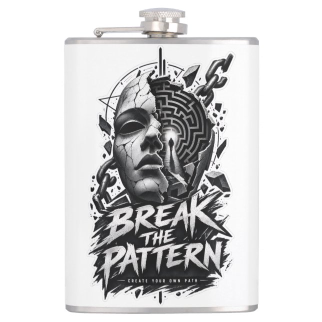 Break The Pattern Surreal Mask Graphic Stainless S Flask (Front)
