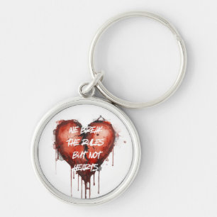 Break the Rules Not Hearts Bleeding Heart Punk Keychain