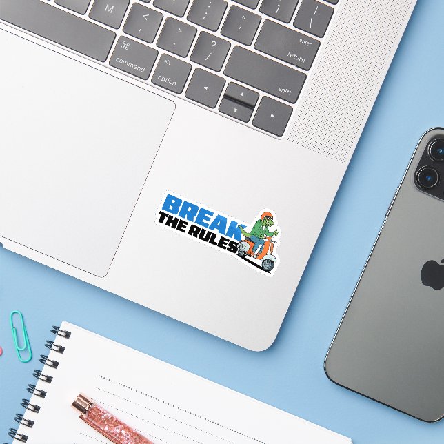 Break The Rules Sticker (Laptop w/ iPhone)